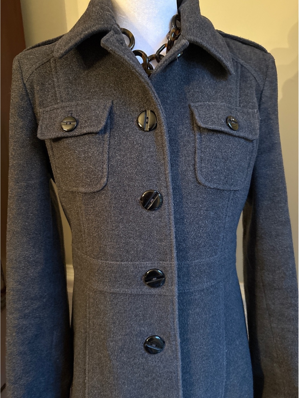 Kenneth Cole Tailored Fit Grey Wool Overcoat